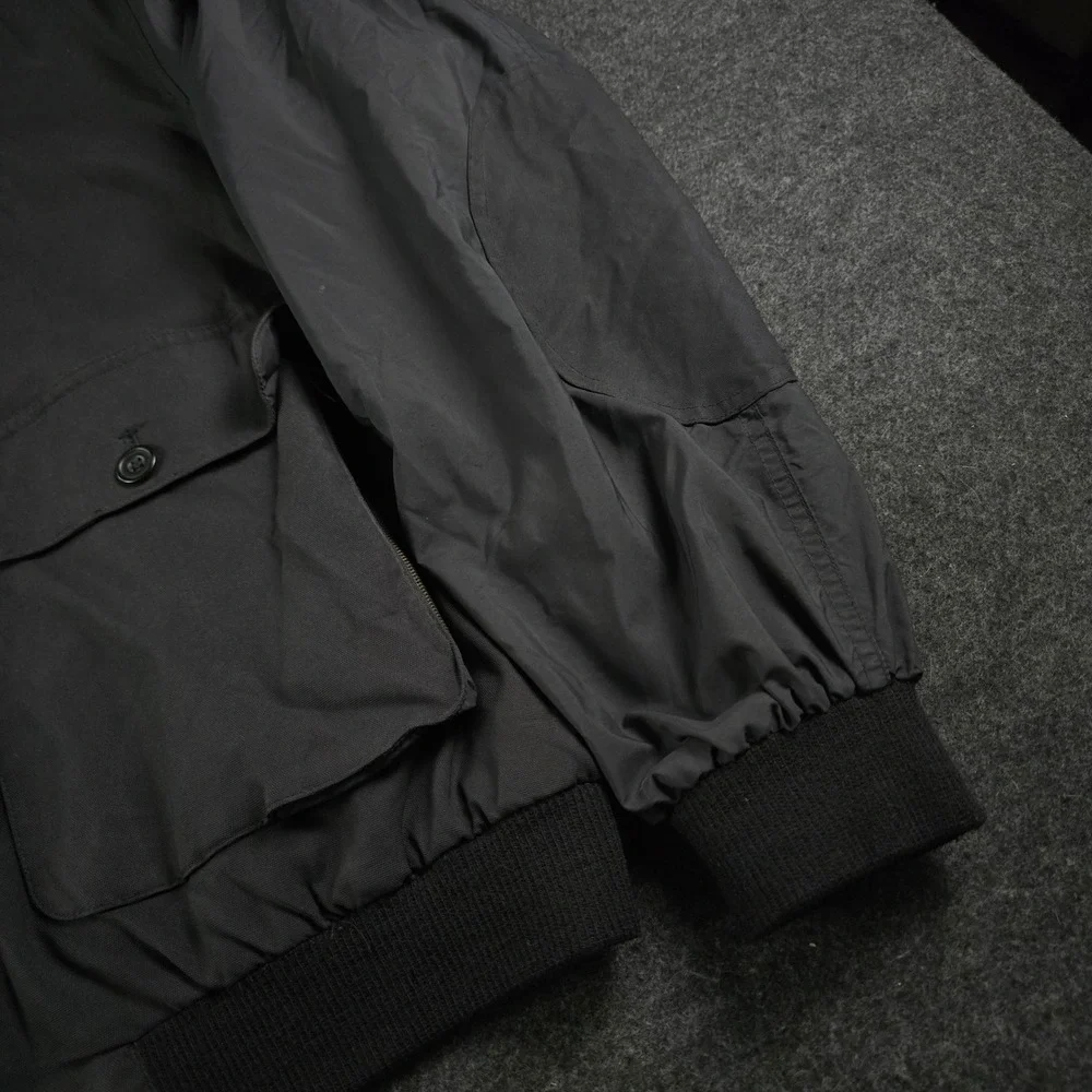 Vtg Faconnable Albert Goldberg Black Biswing Bomber Jacket Elbow Patches Men's L - Picture 16 of 16